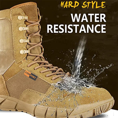 Botas tácticas ligeras para hombre, botas de combate, entrenamiento, con cordones, impermeables, para actividades al aire libre, senderismo y transpirables.