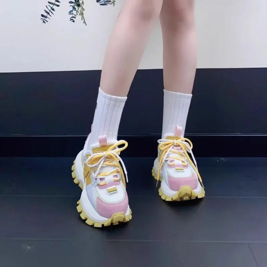Zapatillas deportivas informales con diseño de dopamina para mujer, con suela gruesa, versátiles y a la moda, Ah Gan, 2025