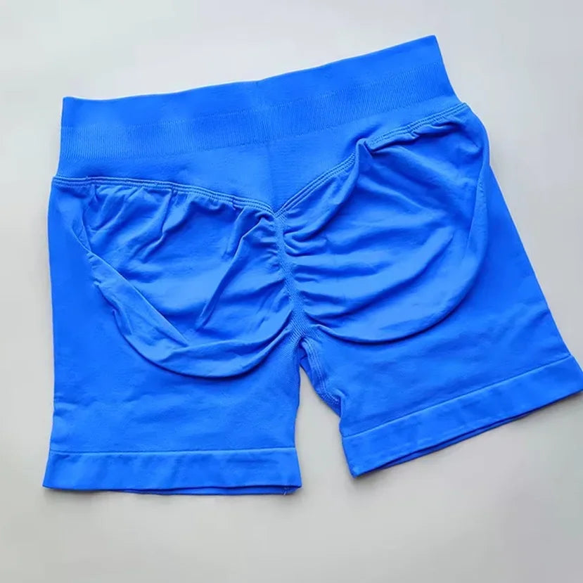 Pantalones cortos deportivos de impacto para mujer, cintura baja acanalada, sin costuras, ajustados, para entrenamiento, gimnasio, pantalones cortos elásticos para correr con cintura alta