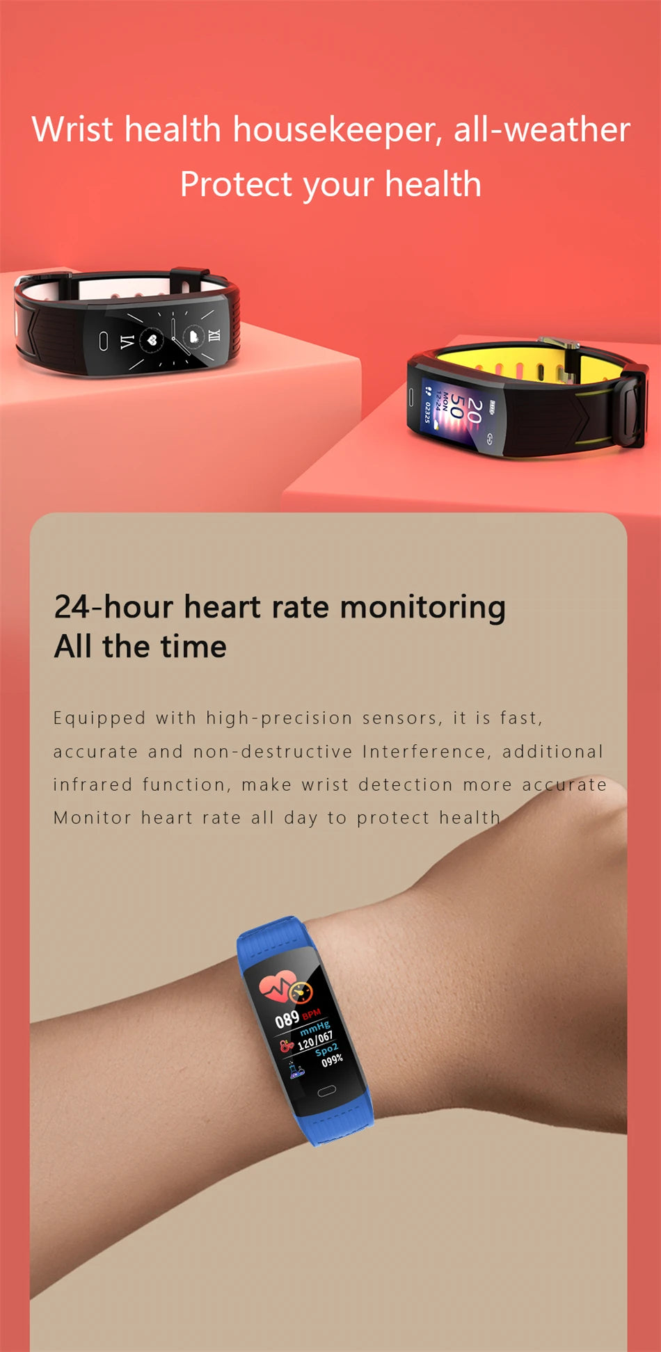 FOXBOX 2025 - Pulsera inteligente para hombre y mujer, resistente al agua, compatible con todos los smartphones, compatible con fitness y deportes, ideal para parejas, LIGE