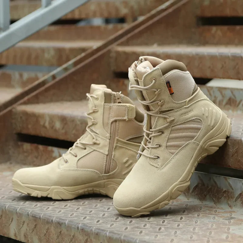 Botas de hombre para invierno y otoño, calzado de trabajo de alta calidad, botas tácticas de combate para el desierto, botas de nieve de cuero, botas de invierno.