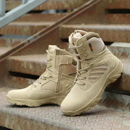 Botas de hombre para invierno y otoño, calzado de trabajo de alta calidad, botas tácticas de combate para el desierto, botas de nieve de cuero, botas de invierno.