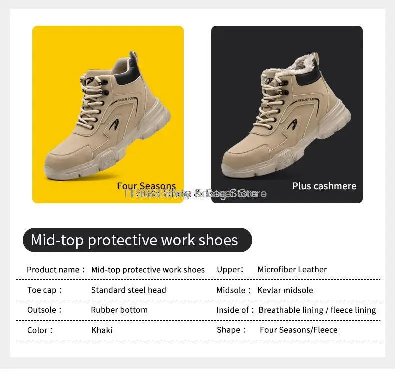 Botas de seguridad protectoras, zapatos de seguridad laboral, botas de seguridad de invierno para hombre, zapatos de trabajo antiperforación, botas de trabajo con punta de acero, indestructibles.