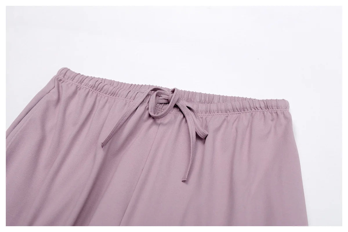 Pantalones de yoga de cintura alta para mujer, pantalones casuales holgados de pierna ancha, pantalones deportivos para mujer, pantalones para correr y fitness con cordón elástico