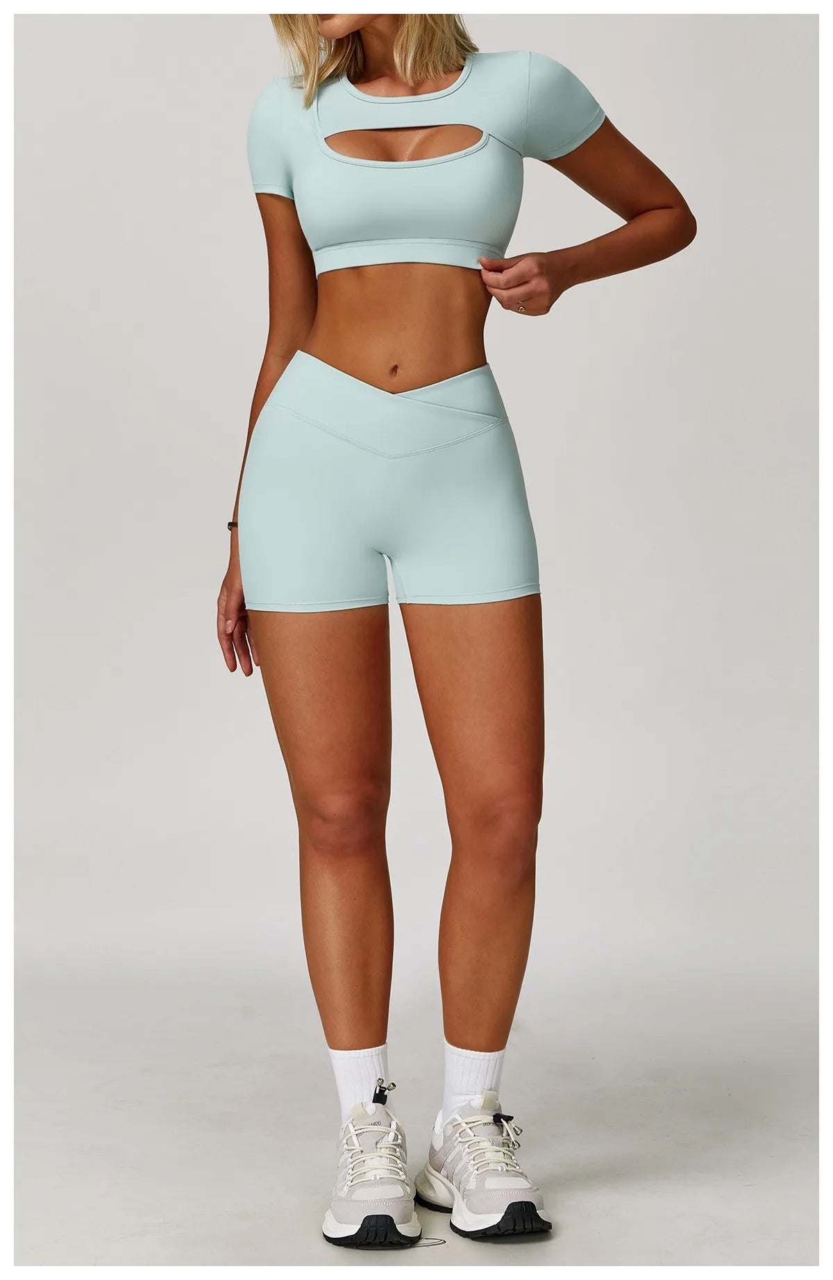 Ctenkevet - Conjunto de 2 piezas de falda corta deportiva para mujer, camiseta push up de secado rápido, conjunto deportivo de dos piezas para yoga