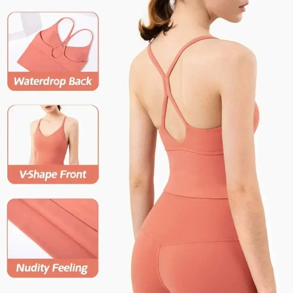 Ropa deportiva para mujer, conjunto de sujetador y leggings deportivos para gimnasio, 2 piezas, ropa deportiva femenina con sensación de desnudez, chándal para mujer