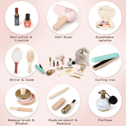 Juguetes de madera para bebés, juego de simulación de cosméticos, juguetes de maquillaje para niñas, juego de casa, juguetes Montessori de educación temprana para niños