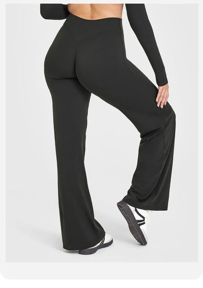 Pantalones deportivos rectos para mujer, sin la incomodidad de los pantalones de pierna ancha, ideales para yoga, ropa de fitness transpirable, pantalones casuales versátiles.