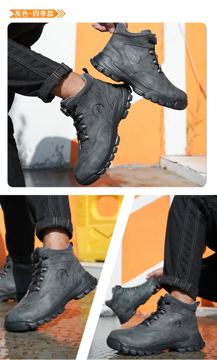 Botas altas unisex antigolpes y antipinchazos con puntera de acero más ancha, cierre de Kevlar, elástico y aptas para otoño e invierno. Fabricadas con Kevlar estándar europeo.