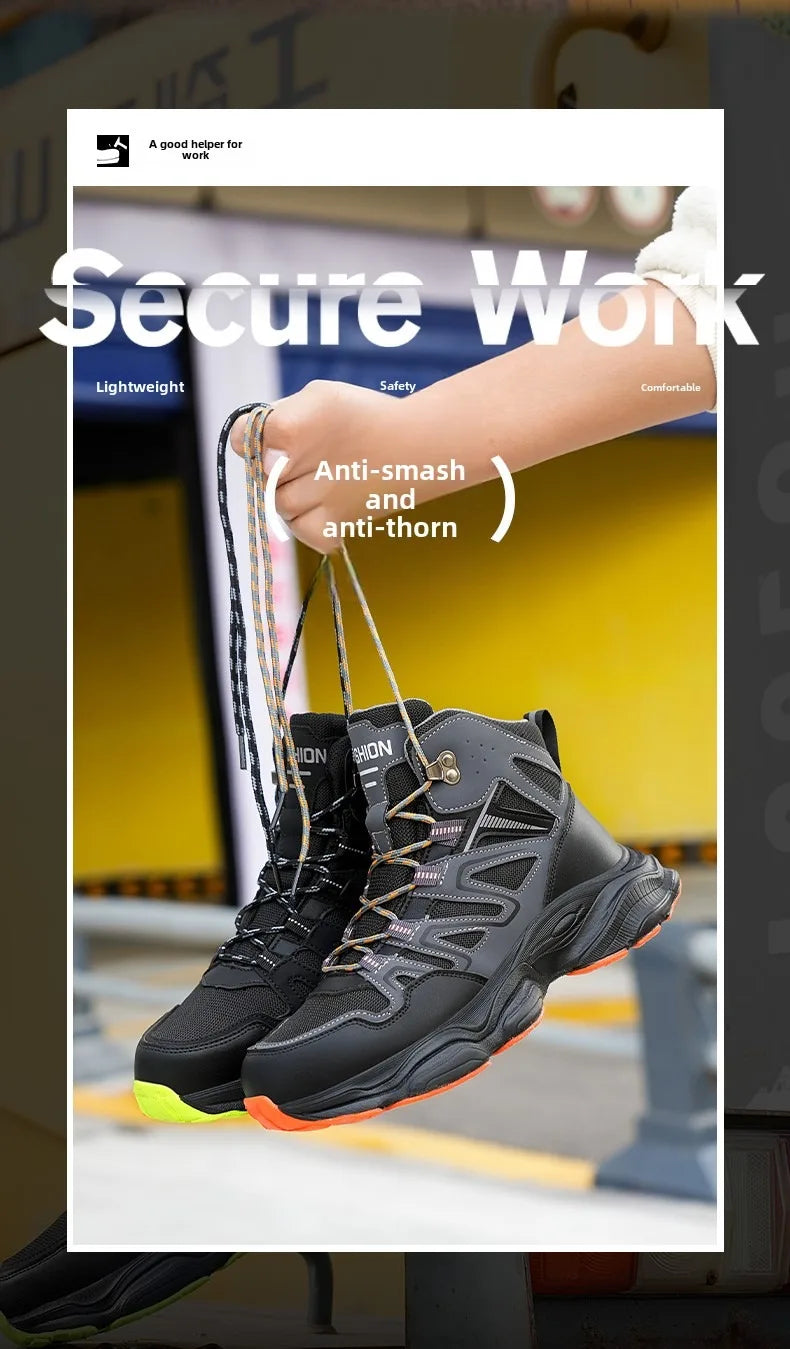 Botas de seguridad indestructibles para hombre, anti-aplastamiento, anti-perforación, para trabajos de construcción, con puntera de acero, botas de trabajo para hombre, calzado de seguridad laboral.