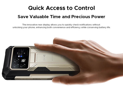 Teléfono resistente DOOGEE S200 Max, 16 GB + 512 GB, batería de 22000 mAh, procesador Dimensity 7050, pantalla de 6,72" a 120 Hz, pantalla trasera de 1,32", linterna dual.