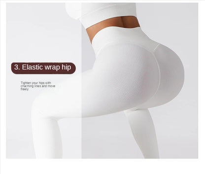 SOISOU - Mallas de yoga sin costuras para mujer, de tejido acanalado, transpirables, de cintura alta, para gimnasio, deporte y fitness, de alta calidad, en 7 colores