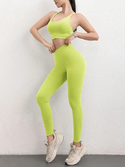 Pantalones de yoga Post-V Bare Sensation, cintura alta, para mujer, realce de glúteos, color melocotón, ideales para ejercicio y fitness.