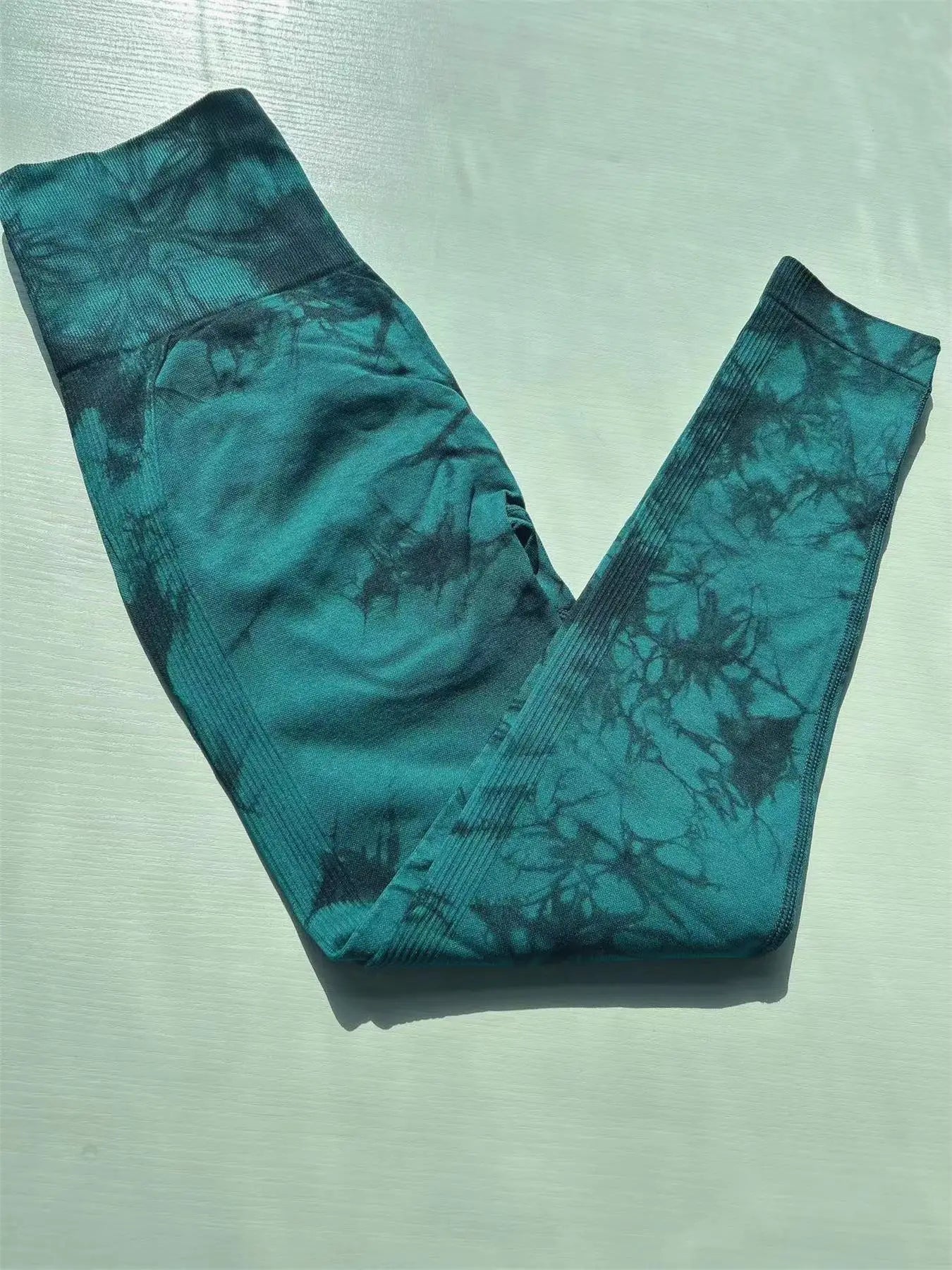 All Seasons Women's Tie Dye Print High Waist Sports Leggings, Breathable Wide Waistband Seamless Skinny Pants for Gym Workout