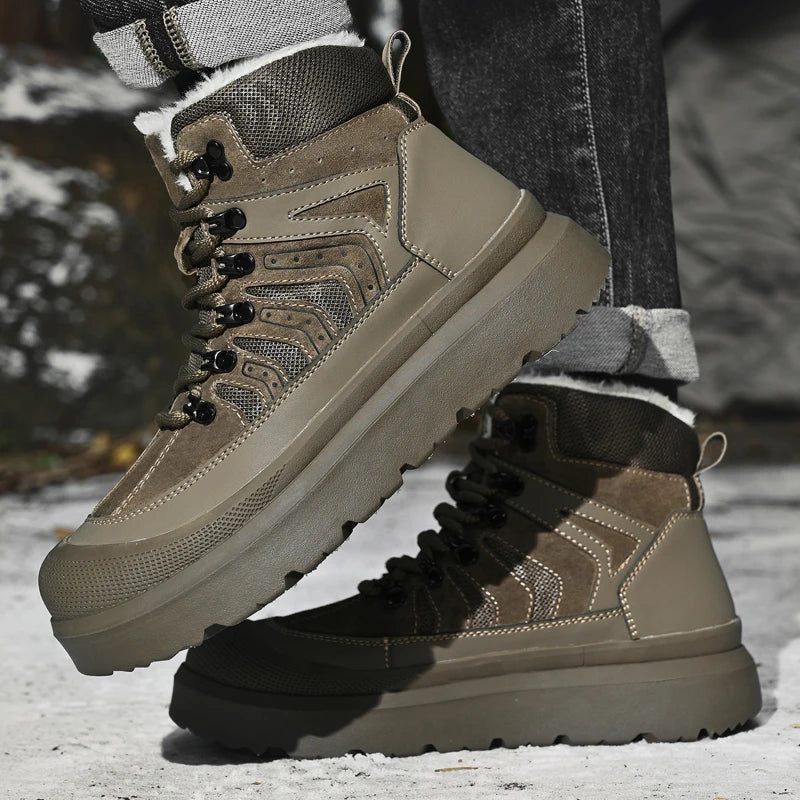 Zapatillas altas de ocio, botines cómodos de moda para hombre, botas para exteriores, zapatos de negocios antideslizantes, nuevas botas de cuero para motocross de hombre