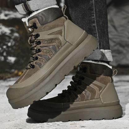 Zapatillas altas de ocio, botines cómodos de moda para hombre, botas para exteriores, zapatos de negocios antideslizantes, nuevas botas de cuero para motocross de hombre