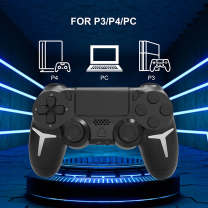 GAMINJA Giroscopio de 6 ejes con doble vibración y panel táctil, mando inalámbrico Bluetooth para PS4, PS3, consola, ordenador y PC