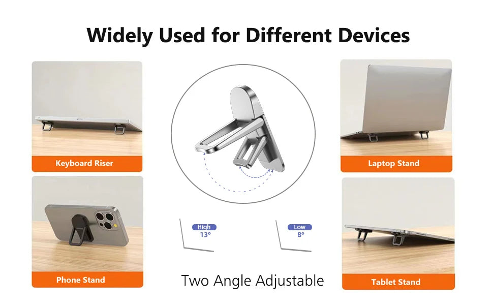 Soporte portátil para portátil con 2 ángulos ajustables, soporte plegable, elevador invisible para portátil Macbook, patas de soporte para portátil