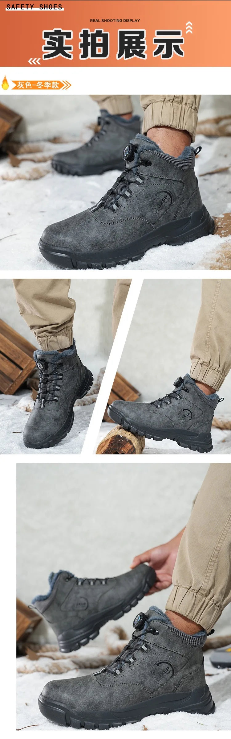 Botas altas unisex antigolpes y antipinchazos con puntera de acero más ancha, cierre de Kevlar, elástico y aptas para otoño e invierno. Fabricadas con Kevlar estándar europeo.