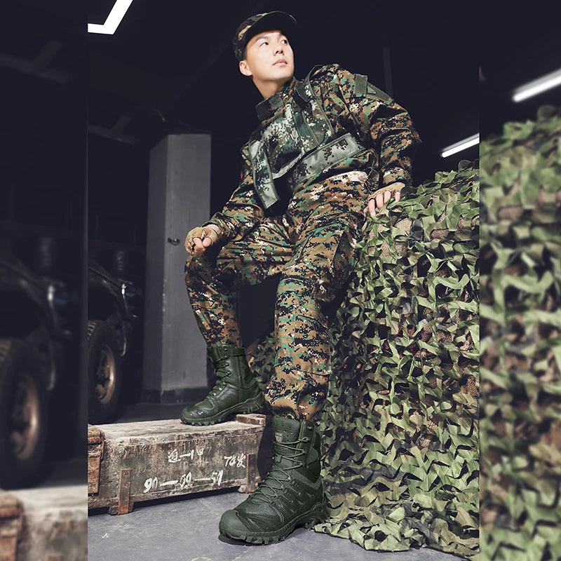 Botas tácticas para hombre, botas de campo para fuerzas especiales de otoño, ligeras, para exteriores, antideslizantes e impermeables.