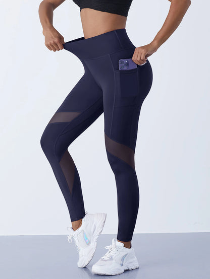 Women's Mesh Splicing Yoga Pants Shaping Leggings High Waist Tummy Control Lift Hips Running Workout Activewear Pants For Female