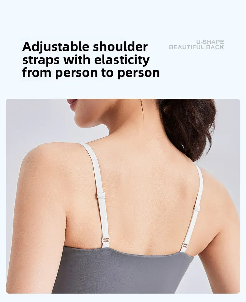 Nuevo traje deportivo para mujer, con efecto push-up, chaleco con tirantes ajustables, cintura alta, micropantalón y traje de yoga de alta elasticidad.