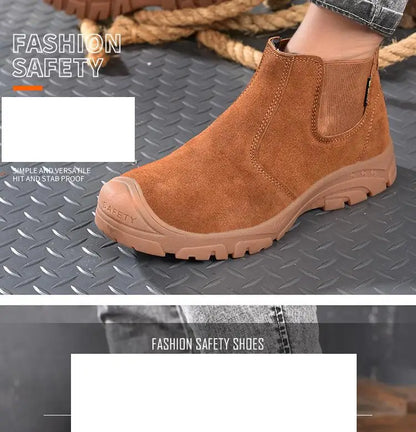 Anti Smashing And Anti Piercing Suede Safety Shoes Men's Steel Toe Cap Protection Work Shoes Fashion Scarpe Antinfortunistiche