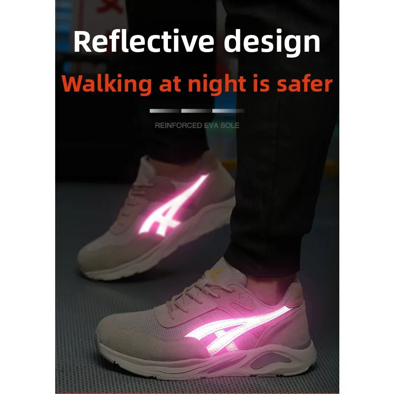 Nuevos zapatos de protección laboral ligeros y transpirables para hombres y mujeres, con puntera de acero antiaplastamiento y antipinchazos.