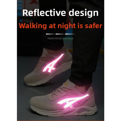 Nuevos zapatos de protección laboral ligeros y transpirables para hombres y mujeres, con puntera de acero antiaplastamiento y antipinchazos.