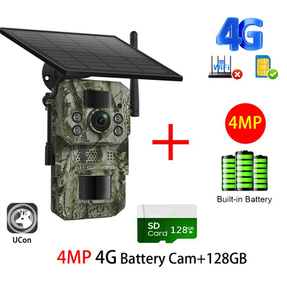Cámara INQMEGA4G 2K 5MP con sensor de movimiento PIR, temporizador de disparo, visión nocturna, IP66, ideal para caza, senderismo, fauna silvestre, con batería y carga solar.