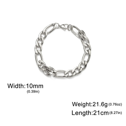 Pulsera de cadena Figaro sencilla para mujer, hombre, pareja, joyería para niño, color dorado, acero inoxidable, tendencia, moda punk, hip pop, regalo