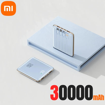 Xiaomi - Mini banco de energía de 500.000 mAh, gran capacidad, carga súper rápida, batería externa con 4 cables integrados para iPhone, Samsung y Xiaomi.