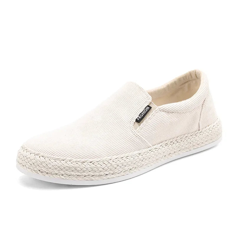 Zapatos de lona para hombre de Beijing, zapatillas informales transpirables sin cordones con punta redonda y suela de goma, calzado de ocio sin cuero para primavera y verano