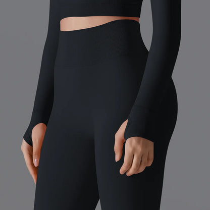 Leggings deportivos de yoga para mujer, sin costuras, cintura alta, elásticos, color sólido, para gimnasio, correr, secado rápido, realce y efecto moldeador.
