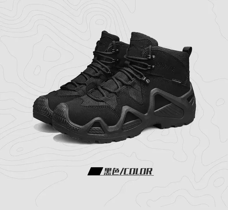 Botas tácticas para hombre con correas para entrenamiento de combate, impermeables, transpirables, ideales para senderismo y uso multifuncional en motocicleta.