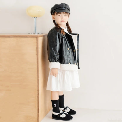 Zapatos planos de invierno para niñas, botas de nieve cálidas de algodón afelpado, suela suave y antideslizante para bebés que empiezan a caminar.