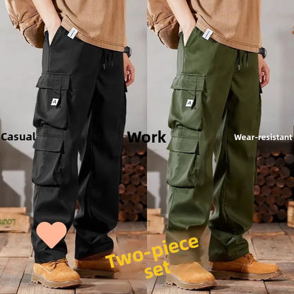 Pantalones de trabajo para hombre, de pierna recta, estilo casual, resistentes, tipo cargo, para trabajos pesados, transpirables y cómodos, estilo militar.