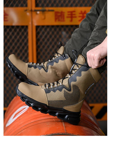 Zapatillas de trabajo con puntera de acero, zapatos de seguridad para hombre, calzado de trabajo nuevo a prueba de perforaciones, botas indestructibles, calzado de seguridad ligero.