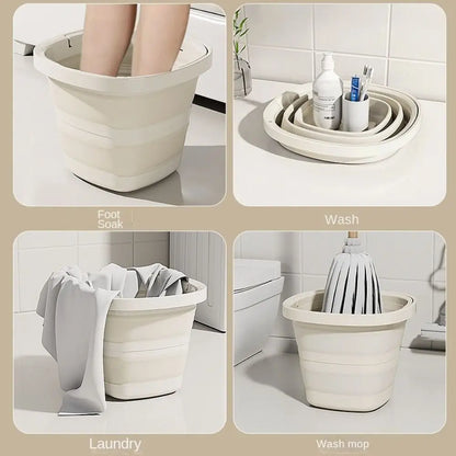 Cubo plegable multifuncional de 5/10 l, portátil, para remojar los pies, compacto y grueso, para pesca al aire libre, lavado de coches y camping.