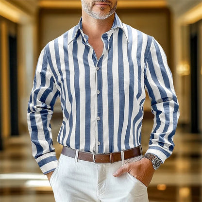 Camisas de lino para hombre, camisas de verano, rayas, estilo casual de negocios, para uso diario, amarillas, rosas, azul marino, verdes, manga larga, solapa, talla 6XL