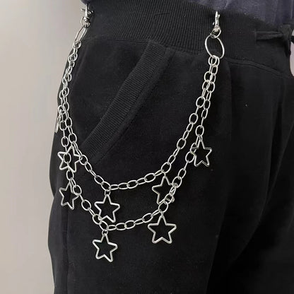 Cadena para bolso con diseño geométrico de media luna de metal punk, estilo hip hop, estilo hipster, ideal para pantalones de cien pares, para hombres y mujeres, accesorio de rock and roll.