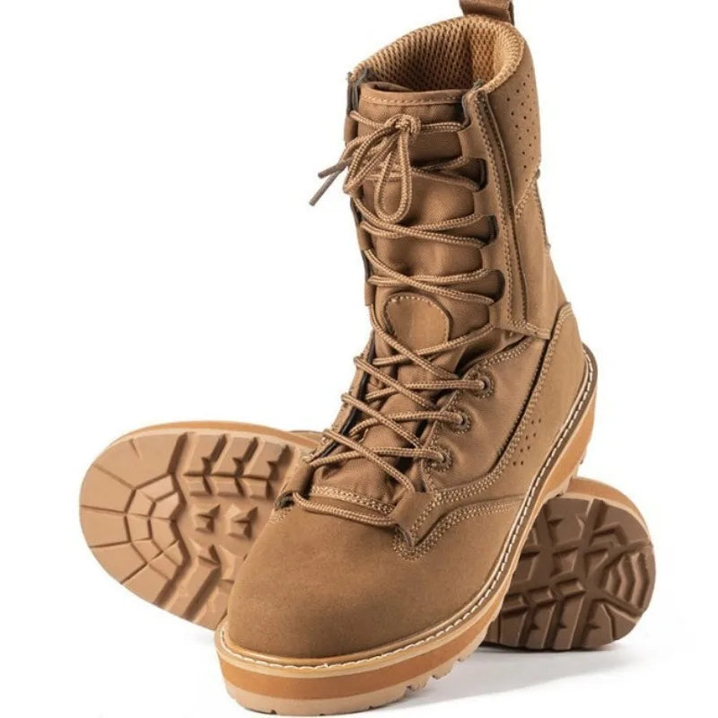 Botas altas de trabajo para hombre, color arena, negro, verde militar, para senderismo, entrenamiento y actividades al aire libre. Tallas 38 a 46.