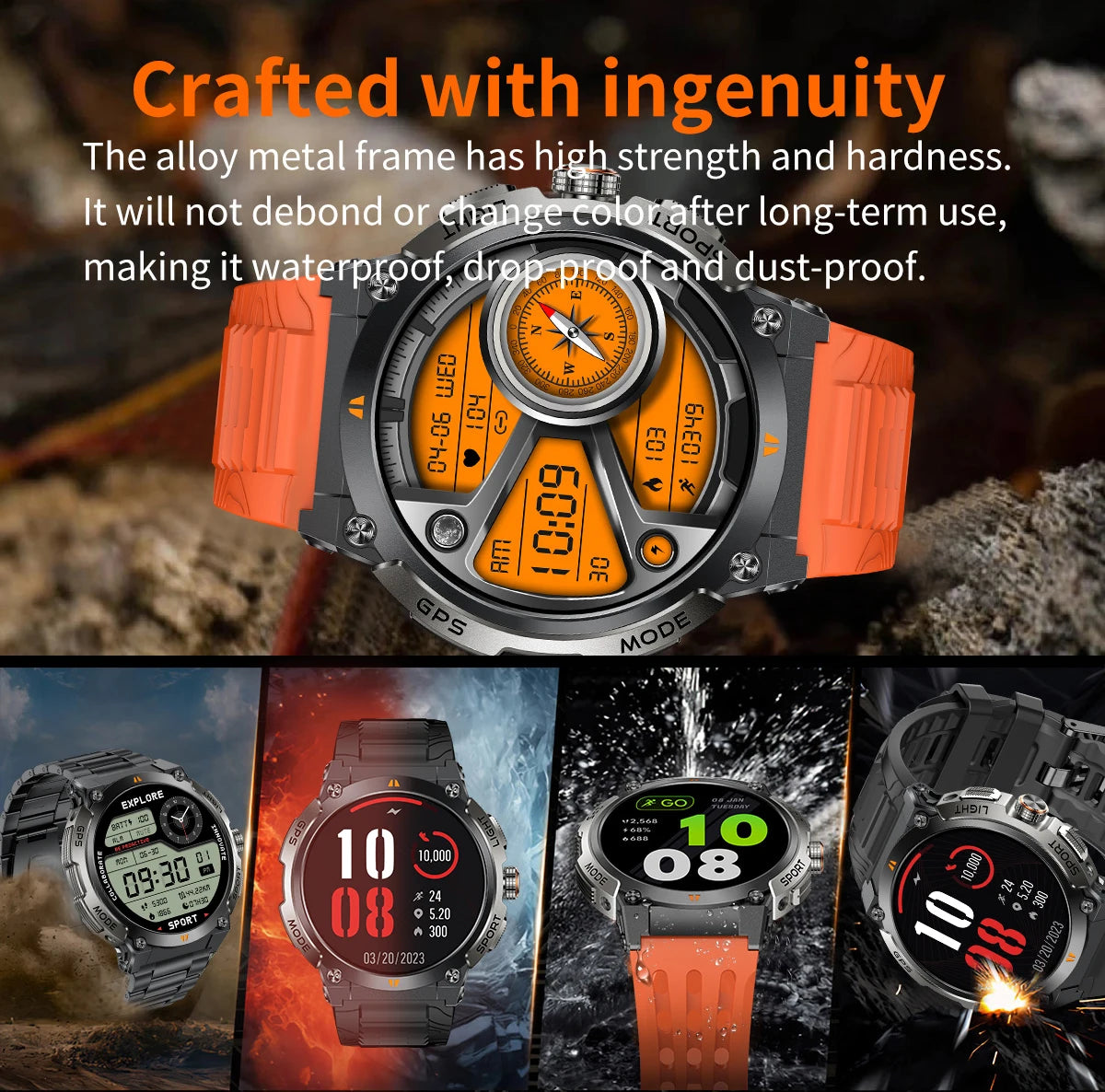 LIGE - Nuevo reloj inteligente con GPS para hombre, llamadas Bluetooth, batería grande de 400 mAh, pantalla AMOLED de 1,43 pulgadas, voz IA, IP68, resistente al agua