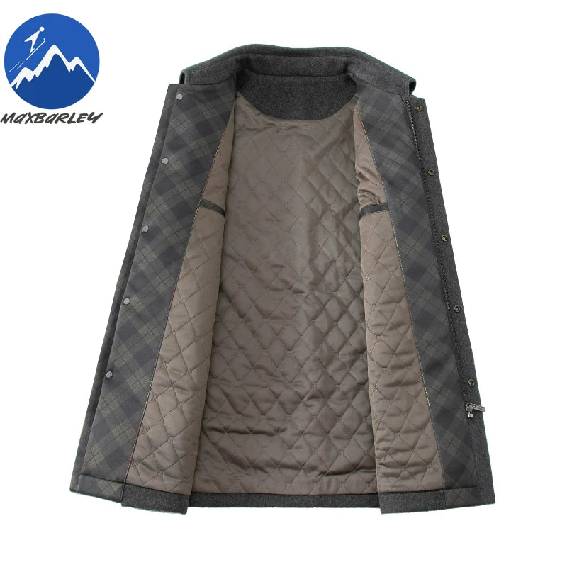 Chaqueta de lana para hombre Maxbarley, estilo moderno, con solapa, ideal para actividades al aire libre, oficina, parka gruesa y cálida, estilo casual y elegante, ligera, perfecta para el invierno.