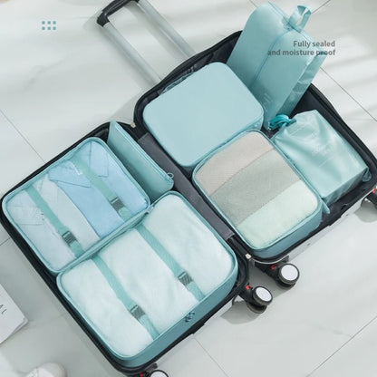 Juego de 7 bolsas organizadoras de viaje, bolsas de almacenamiento, maletas, cubos de embalaje, estuches portátiles, bolsa para ordenar ropa y zapatos, plegable