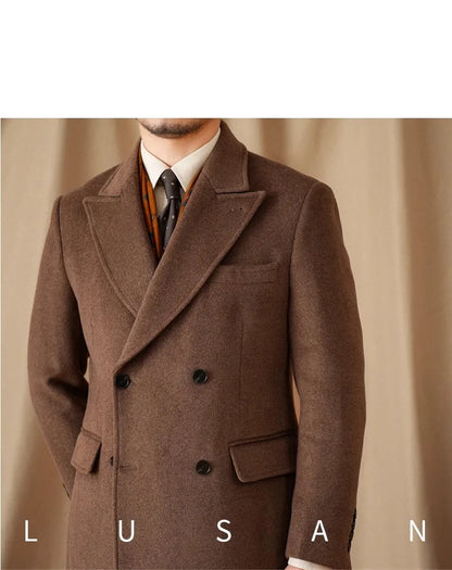 Abrigo Chester de lana 50% para hombre - 800 g. Chaqueta de campo retro cruzada de otoño/invierno.