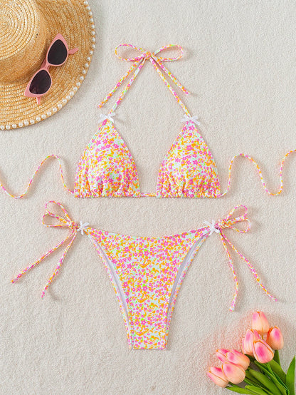 Conjunto de bikini para mujer, novedad de 2025, con tiras laterales ajustables, traje de baño de alta gama, sexy, de dos piezas, para playa, de verano, push up.