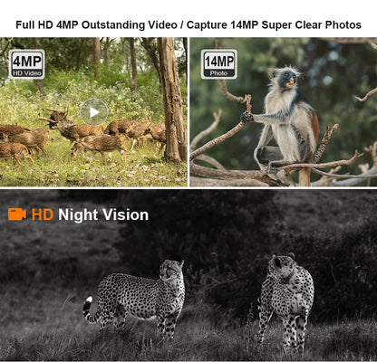 1/2 cámara de rastreo celular UCon 4G 2K con energía solar, activación por movimiento (0,2 s), visión nocturna.