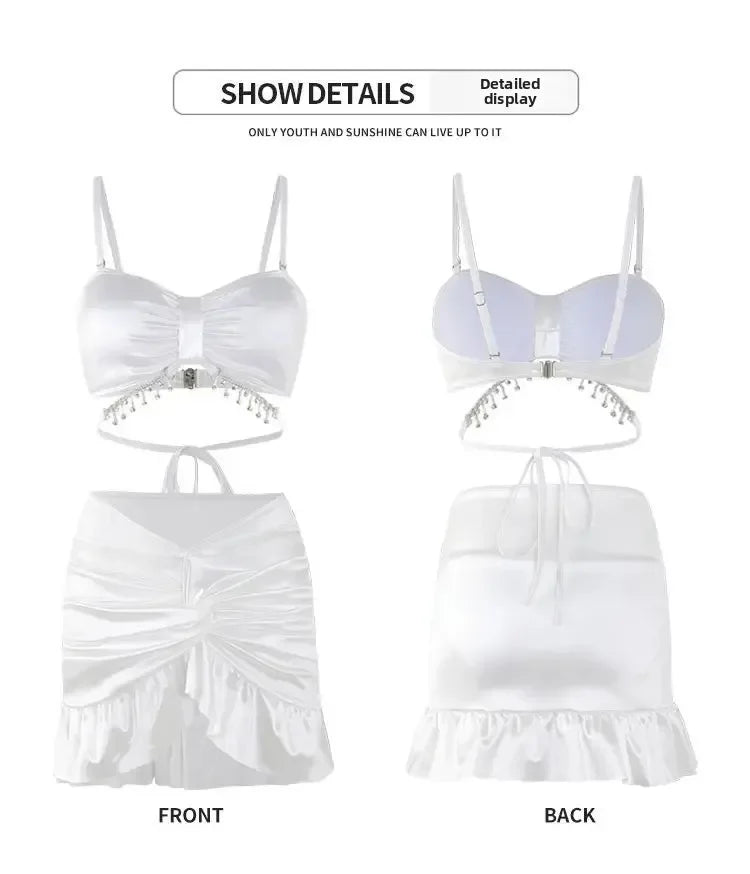 Sexy Bikini Three-Piece Set Swimsuit Women's Ins Slimming Cover-Up Thermal Spring Bathing Female Model Skirt Style Swimsuit