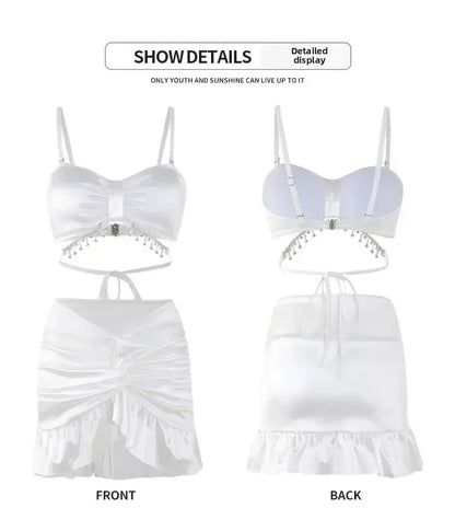 Sexy Bikini Three-Piece Set Swimsuit Women's Ins Slimming Cover-Up Thermal Spring Bathing Female Model Skirt Style Swimsuit